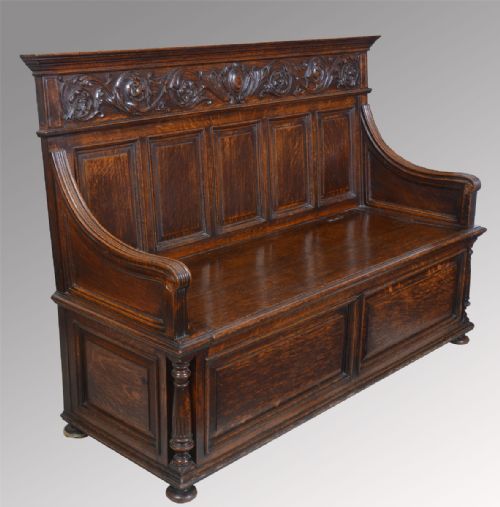 Carved Oak Settle