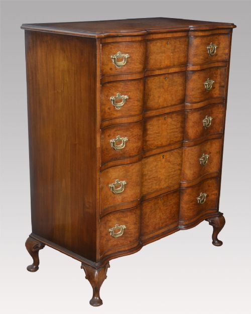 Walnut Serpentine Fronted Chest of Drawers