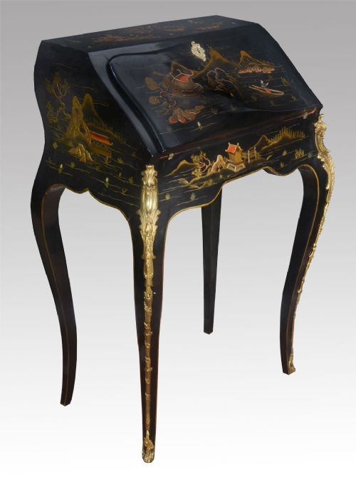 Black Lacquered Chinoiserie-decorated Bureau De Dame