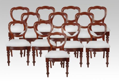 Set of Twelve Victorian Mahogany Dining Chairs