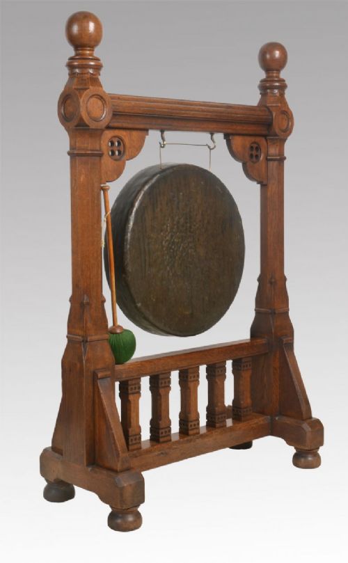 Gothic Revival Large Oak Framed Diner Gong