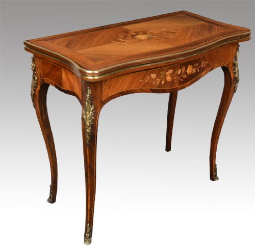 French Rosewood and Marquetry Card Table