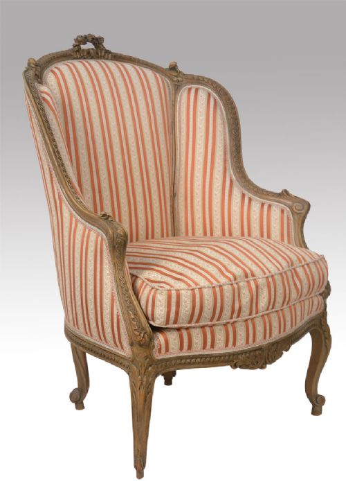 French Upolstered Walnut Arm Chair