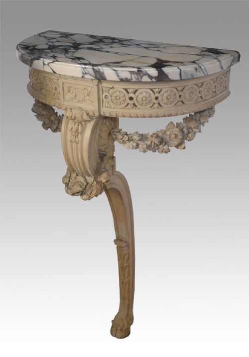 Carved Lime-wood Marble Toped Pier Table