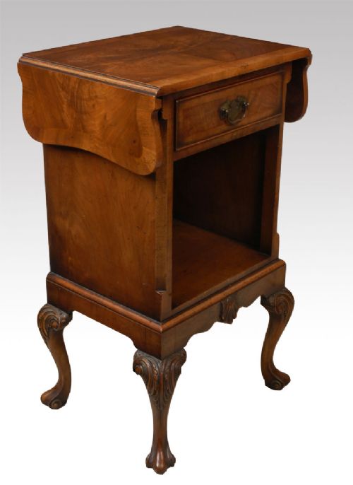 Walnut Drop Leaf Bedside Cabinet