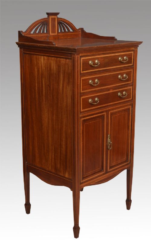 Edwardian Mahogany Inlaid Music Cabinet