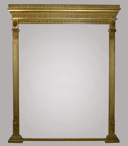 Large Guilt Wood Over Mantle Mirror