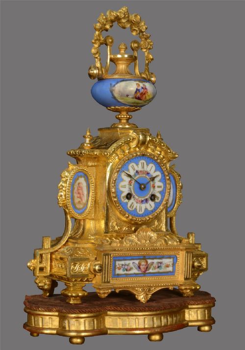 French Porcelain Eight Day Mantle Clock