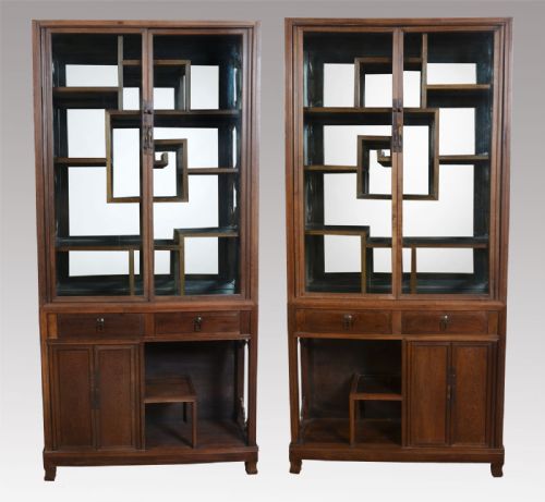 Pair of Chinese Jichimu Display Cabinets