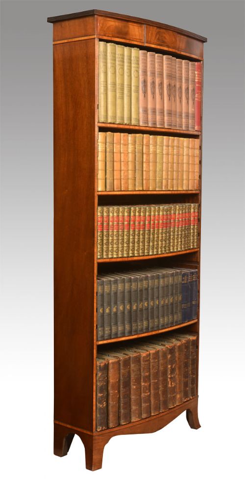 Bow Fronted Mahogany Inlaid Open Bookcase