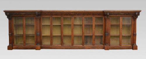 Very Large Victorian Carved Oak Bookcase