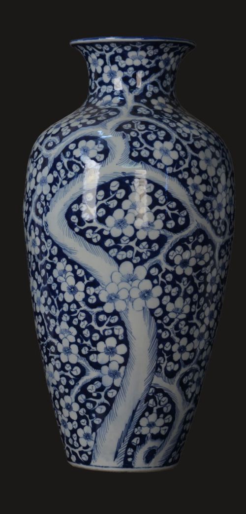 Large Blue and White Blauster Vase
