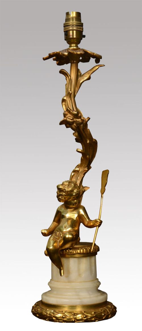 Ormolu and White Marble Table Lamp