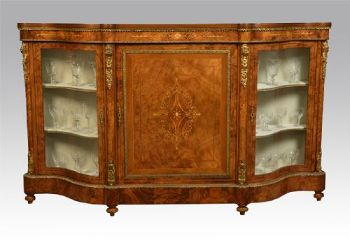 Victorian Walnut Inlaid and Gilt Metal Mounted Credenza