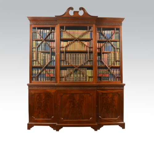 Victorian Mahogany Three Door Breakfront Bookcase