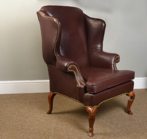 Leather Upholstered Wingback Armchair