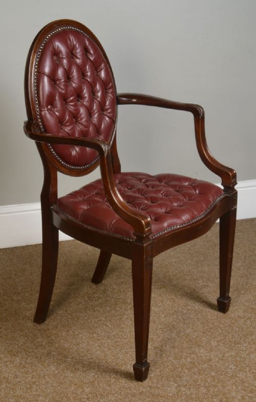 Mahogany Leather Desk Arm Chair
