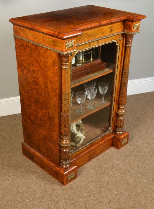 Victorian Burr Walnut Pier Cabinet