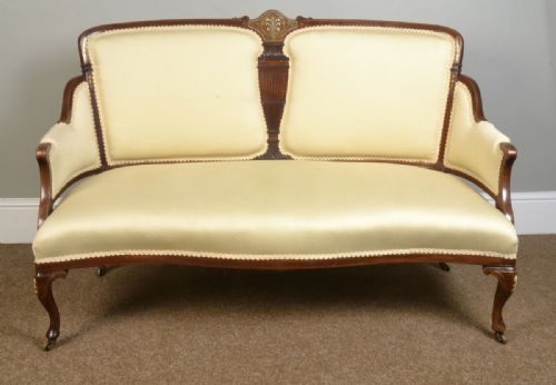 Mahogany Two Seater Brass Inlaid Settee