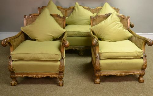 Walnut Framed Bergere Lounge Suite