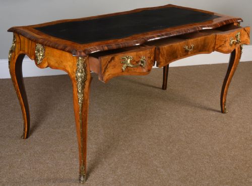 Figured Walnut Gilt Bronze Mounted Bureau Plat