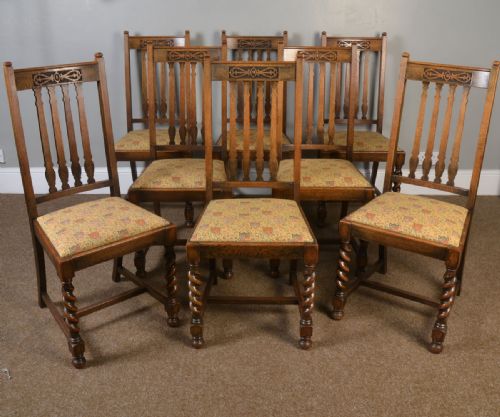 Set of Eight Oak Dining Chairs