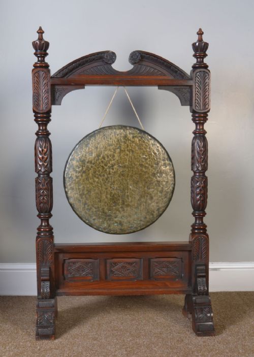Carved Victorian Walnut Dinner Gong