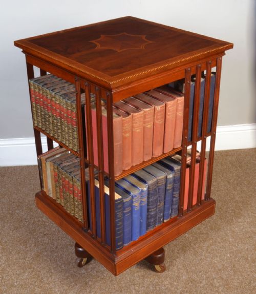 Edwardian Mahogany Inlaid Revolving Bookcase