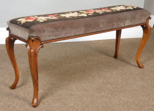 Victorian Walnut Needlepoint Stool