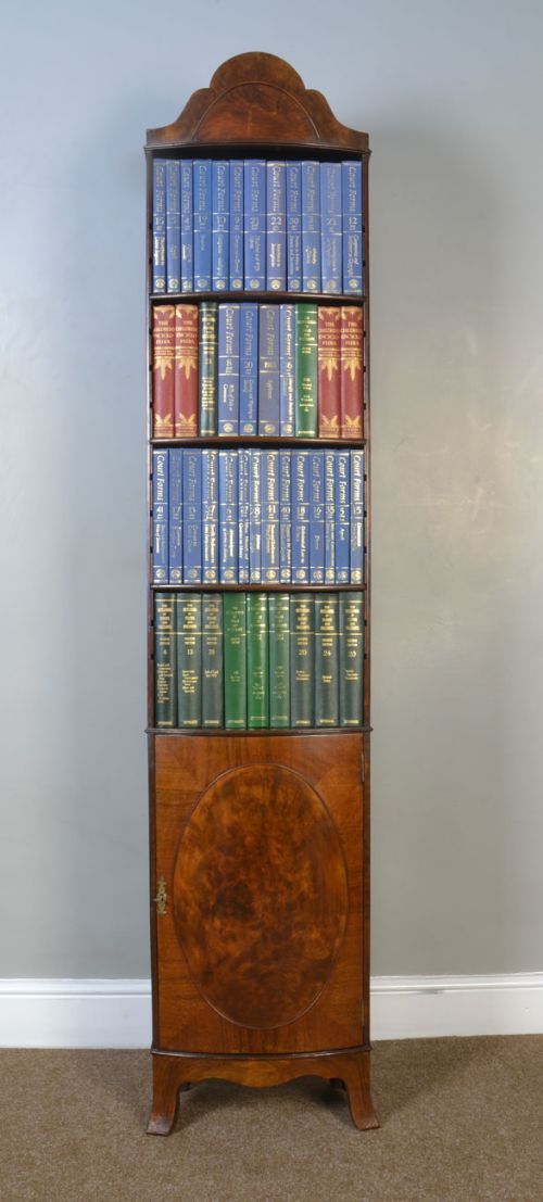 Walnut Narrow Open Top Bow Fronted Bookcase