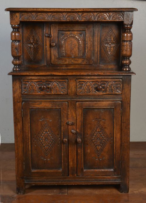 Small Carved Oak Court Cupboard
