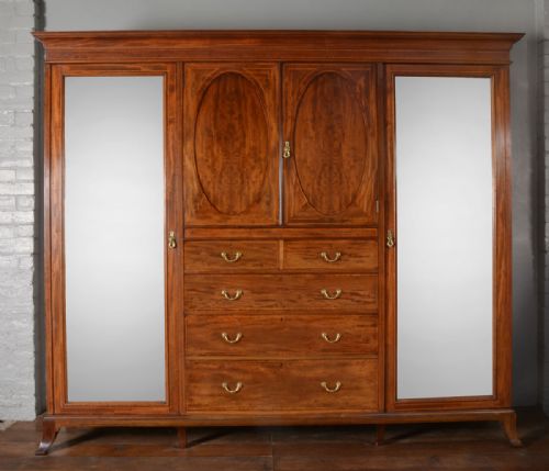 Large Mahogany Inlaid Wardrobe by Warings