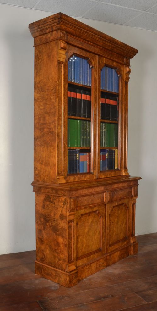 Victorian Two Door Burr Walnut Bookcase