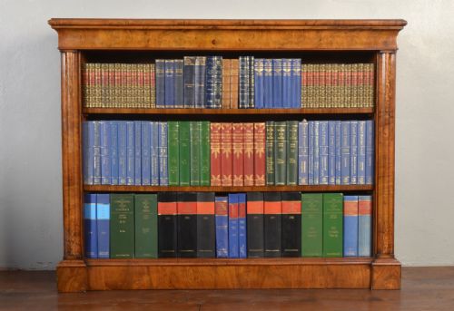 Victorian Figured Walnut Inlaid Open Bookcase