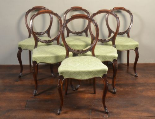 Six Walnut Victorian Salon Chairs