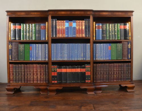 Large Mahogany Breakfront Open Bookcase