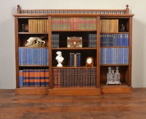 Large Oak Breakfront Open Bookcase