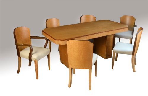 Art Deco Bird's-eye Maple Dining Room Suite