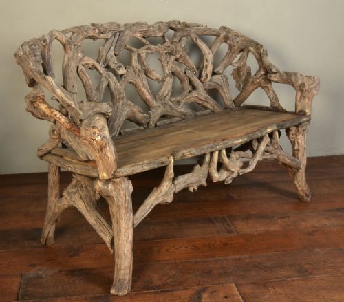 Gnarled Wood Garden Seat Late 20th Century