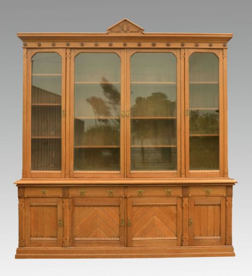 Oak Arts and Crafts Four Door Bookcase