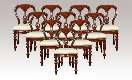 Set of Ten Mahogany Victorian Dining Chairs