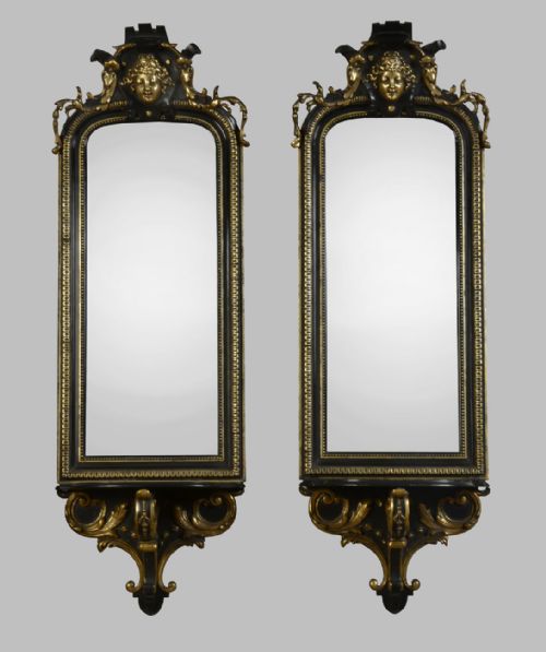 Pair of French Parcel-gilt Framed Neoclassical Wall Mirrors