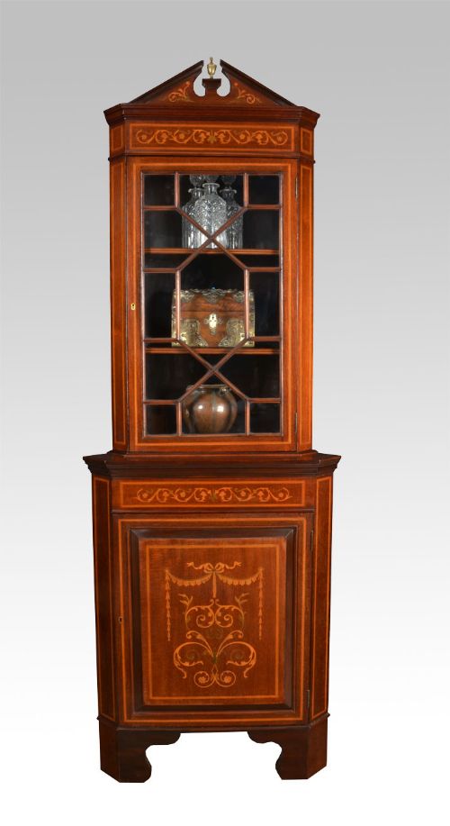 Victorian Inlaid Corner Cupboard