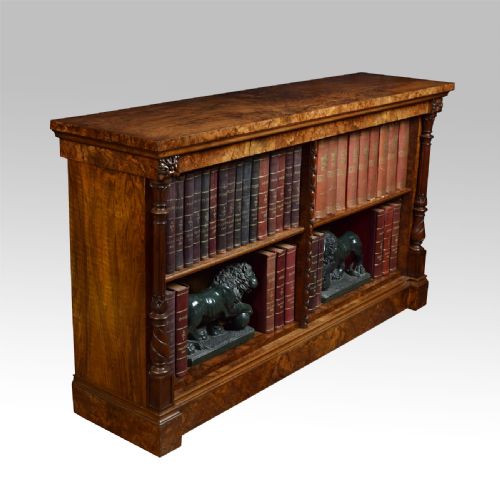 Victorian Figured Walnut Dwarf Open Bookcase
