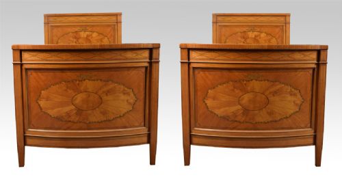 Pair of Edwardian Inlaid Single Beds