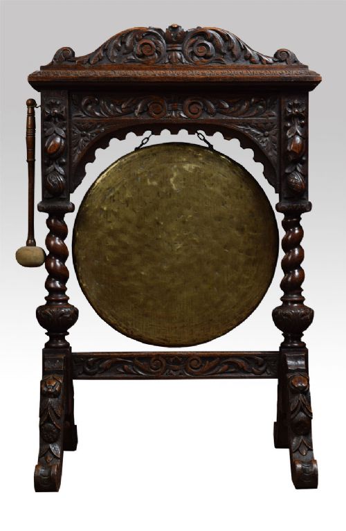 Victorian Carved Oak Framed Dinner Gong