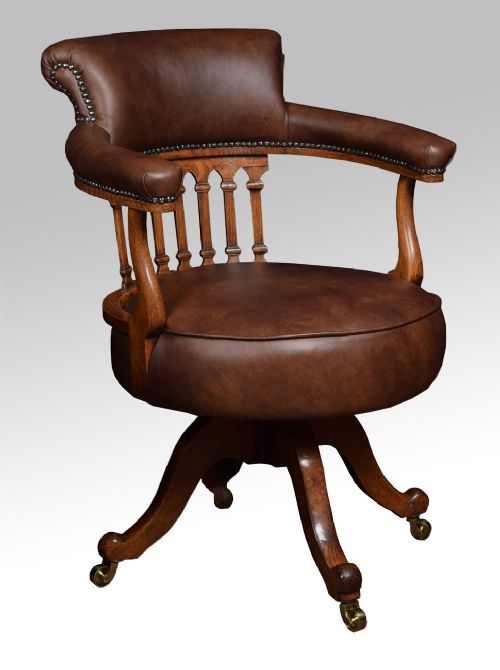 Victorian Oak Captains Office Desk Chair