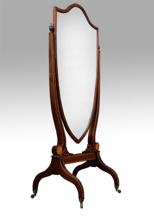 Edwardian Shield Shaped Cheval Mirror