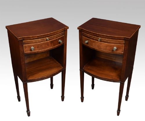 Pair of Edwardian String Inlaid Bedside Table