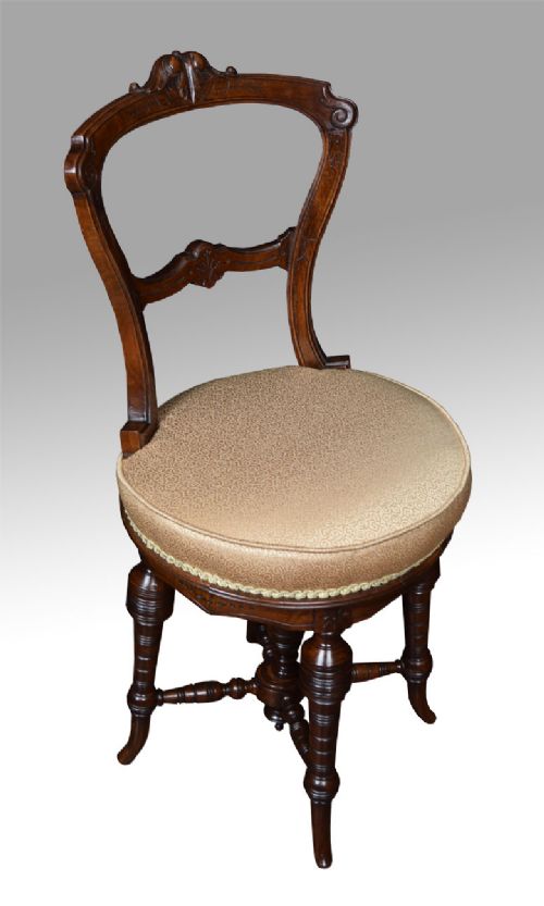 Victorian Walnut Revolving Dressing / Music Chair